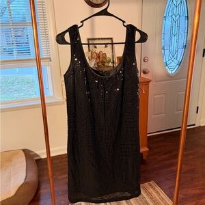 London Times Black Sequin Dress